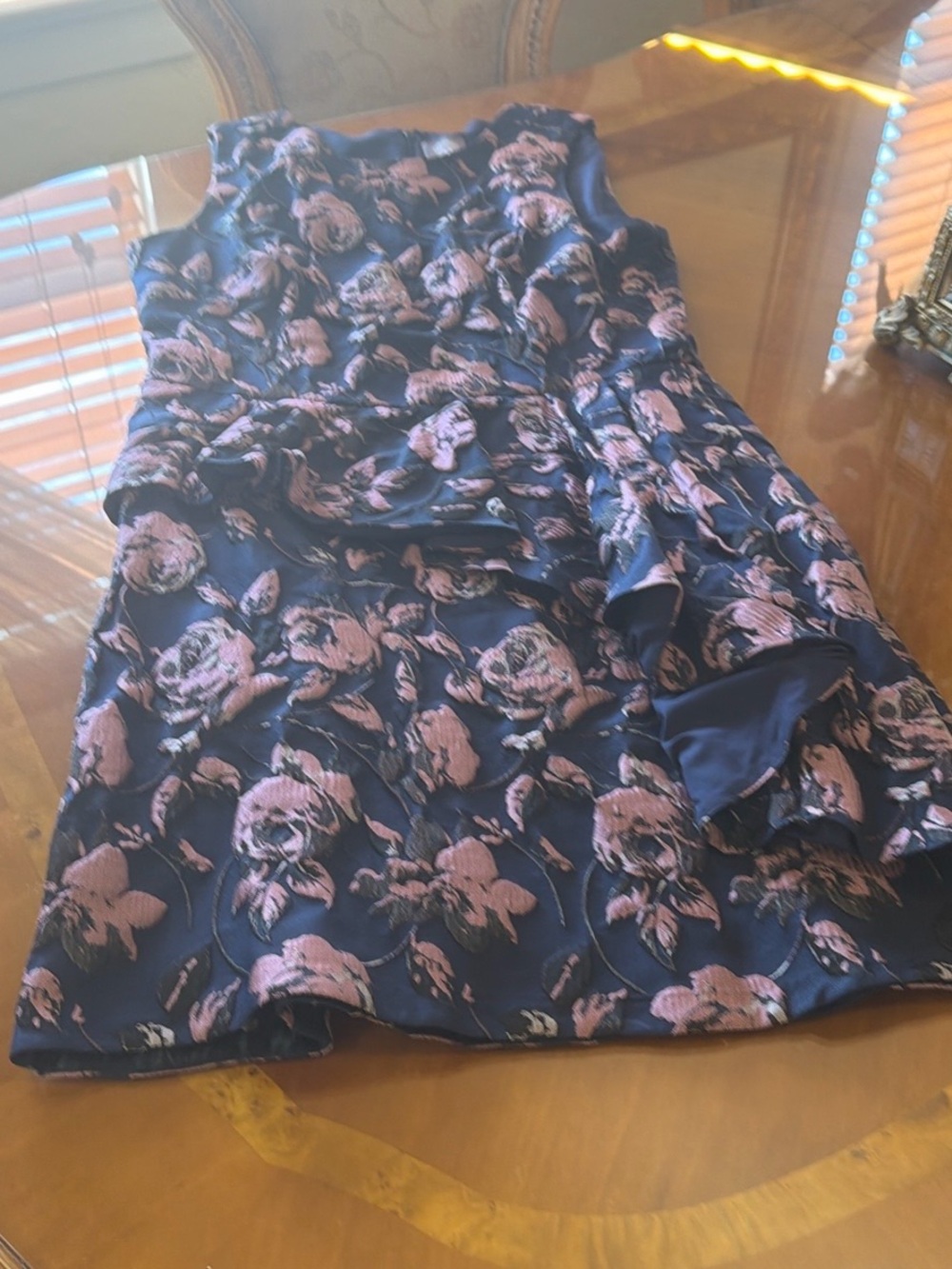Vince Camuto Navy Dress with Pink Floral Jacquard